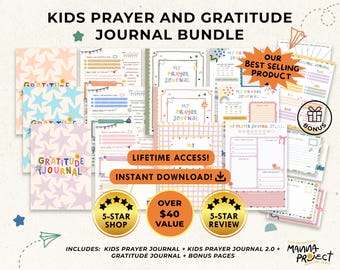 Kids Gratitude & Prayer Journal Bundle | Homeschool, Printable (Digital Download)