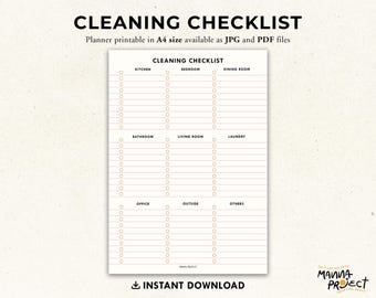 Printable Cleaning Checklist | Household Chore Chart (JPG, PDF)