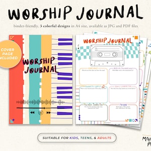 Worship Journal for Kids, Teens, Adults | Prayer Journal | Printable Christian Journal | Worship Notes for Kids | Digital Download
