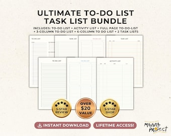 To-Do List Planner Bundle | Daily Task List, Activity Tracker (Digital Download)