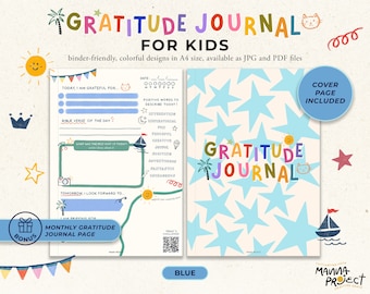Kids Gratitude Journal Blue | Printable Bible Study (Digital Download)