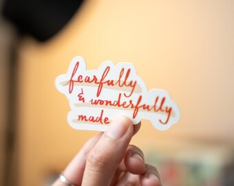 Fearfully & Wonderfully Made Sticker | Christian Bible Verse, Matte Vinyl