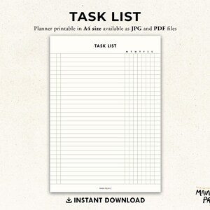 Task List & Habit Tracker | Weekly Checklist (PDF, JPG) - Etsy