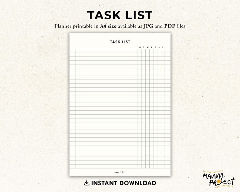Task List & Habit Tracker | Weekly Checklist (PDF, JPG) - Etsy