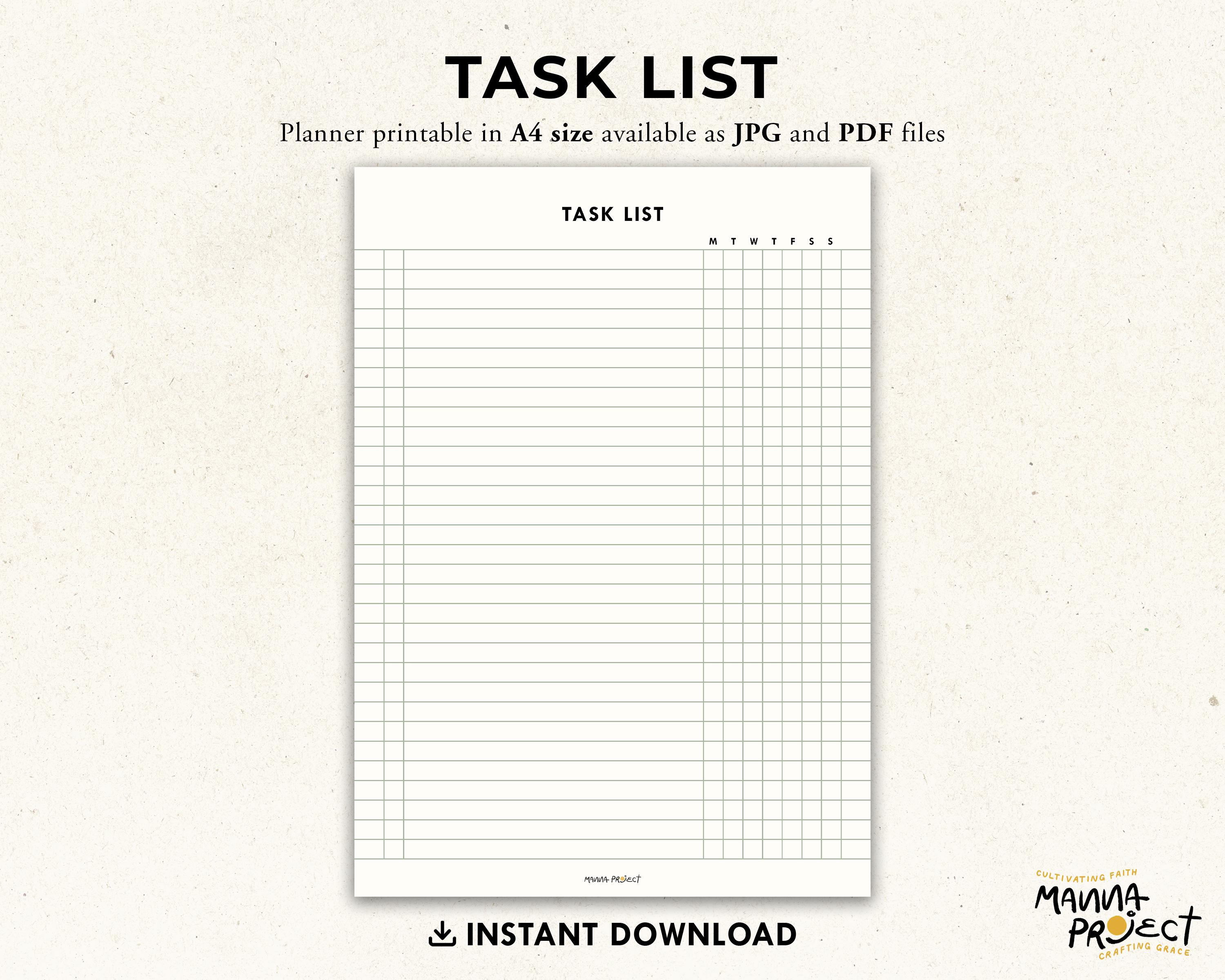 Task List & Habit Tracker | Weekly Checklist (PDF, JPG) - Etsy