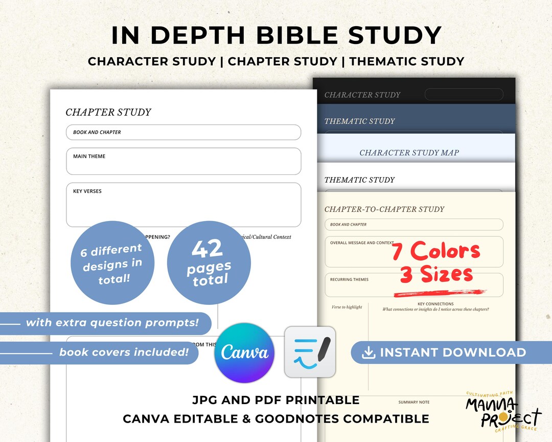 In Depth Bible Study Printables | Bible Character Study | Bible Chapter ...