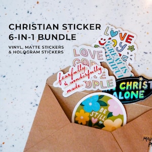 6-in-1 Sticker Bundle | Christian Stickers | Bible Verse Stickers | Faith Stickers | Waterproof Stickers | Laptop Sticker | Bible Sticker