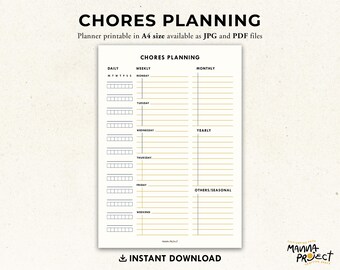 Printable Chore Chart | Family Chore Planner (JPG, PDF)