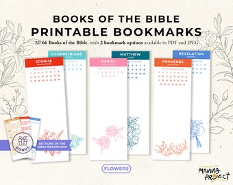 Floral Bible Books Bookmark – Printable Reading Tracker (PDF)