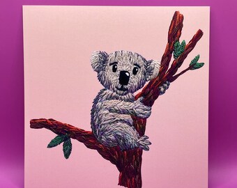 Koala embroidery art print