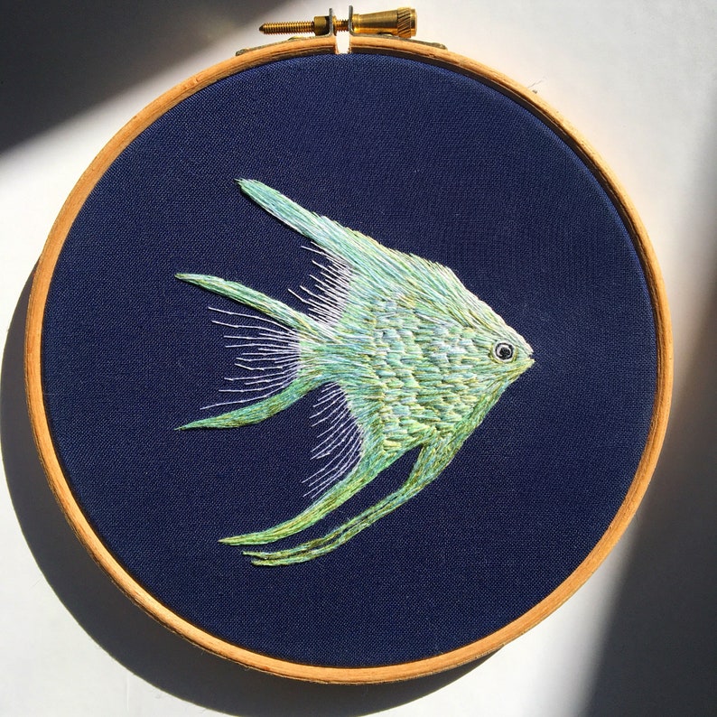 Elegant Angelfish Embroidery Hoop - Graceful Beauty in Stitched Form - Etsy