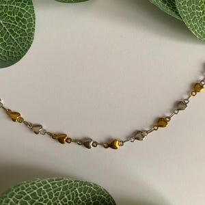 TWO TONE HEART Chain Necklace