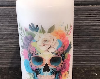 Zuilkaars met doodskopmotief - 12 cm - Geurloos