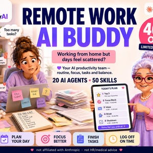 Remote Work AI Buddy for Claude | 20 Agents, 50 Skills (Digital Download)
