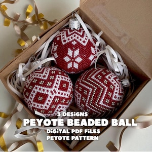 Peyote Beaded Ball Pattern PDF - 3D Christmas Ornament Design - DIY Holiday Bauble - Digital Download