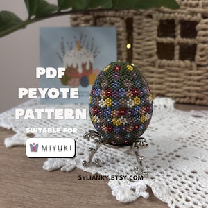 Beaded Easter Egg Pattern, Peyote Stitch Egg Cover Tutorial, Tubular Peyote Seed Bead Ornament, DIY Easter Craft, Instant PDF Download