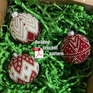 Beaded pattern and crochet scheme - PDF balls 1.57 inch - New Year decorations by crochet PDF - Bead balls 1.57 inch crochet pattern PDF