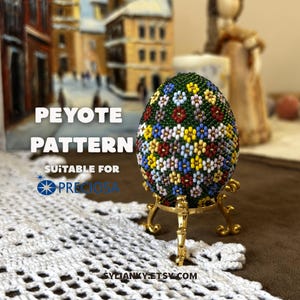 Modèle d'œuf de Pâques perlé, broderie de perles de Pâques, œuf au point Peyote, œufs de Pâques perlés, œufs Fabergé de vos propres mains Modèles de broderie de perles simples image 1