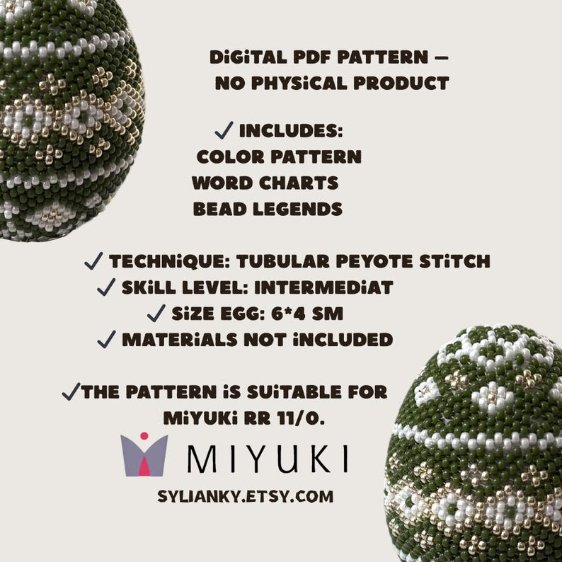 Wzór na jajko wielkanocne z koralikami w stylu peyote – samouczek w formacie PDF – styl Fabergé zdjęcie 7