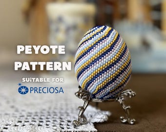 Modello di uovo di Pasqua con perline, perline pasquali, uovo con punto peyote, uova di Pasqua con perline, uova Fabergé con le tue mani Semplici modelli di perline