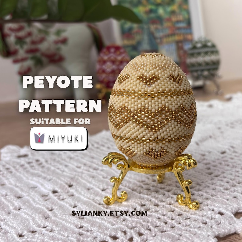 Patrón de huevo de Pascua con cuentas de peyote – Tutorial en PDF – Estilo Fabergé imagen 1