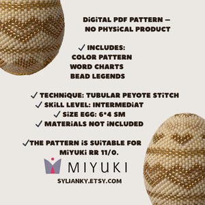 Patrón de huevo de Pascua con cuentas de peyote – Tutorial en PDF – Estilo Fabergé imagen 2
