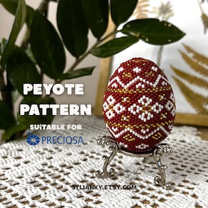 Wzór na jajko wielkanocne z koralikami, wielkanocny haft koralikowy, jajko ściegiem peyote, jajka wielkanocne z koralikami, jajka Fabergé własnymi rękami Proste wzory na haft koralikowy