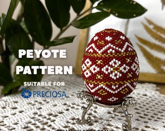 Wzór na jajko wielkanocne z koralikami, wielkanocny haft koralikowy, jajko ściegiem peyote, jajka wielkanocne z koralikami, jajka Fabergé własnymi rękami Proste wzory na haft koralikowy