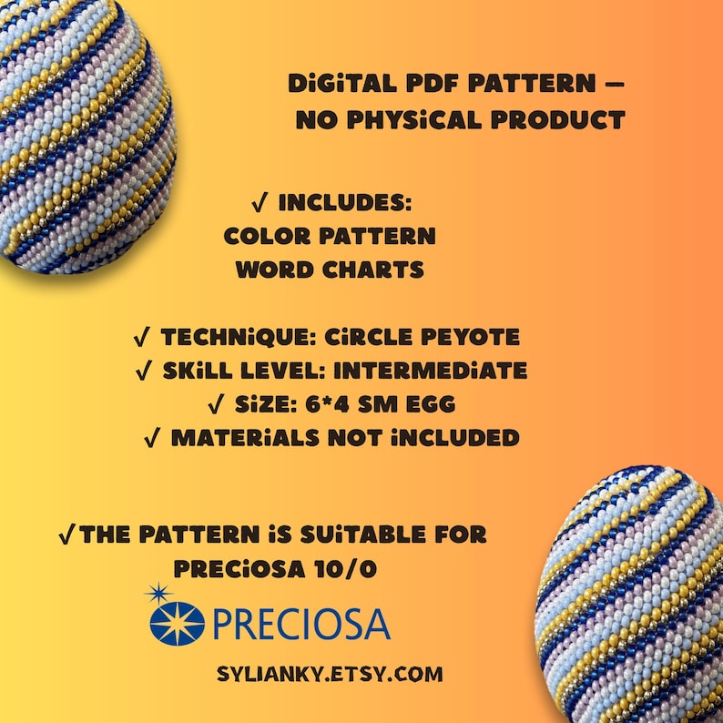 Perlen-Osterei-Muster, Osterperlenstickerei, Peyote-Stich-Ei, Perlen-Ostereier, Fabergé-Eier mit Ihren eigenen Händen. Einfache Perlenstickerei-Muster Bild 2