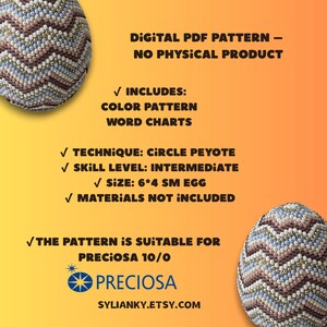 Modèle d'œuf de Pâques perlé, broderie de perles de Pâques, œuf au point Peyote, œufs de Pâques perlés, œufs Fabergé de vos propres mains Modèles de broderie de perles simples image 2