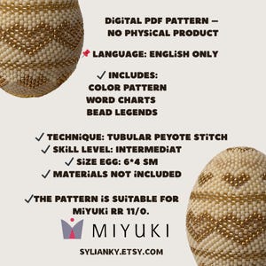 Patrón de huevo de Pascua con cuentas de peyote – Tutorial en PDF – Estilo Fabergé imagen 2
