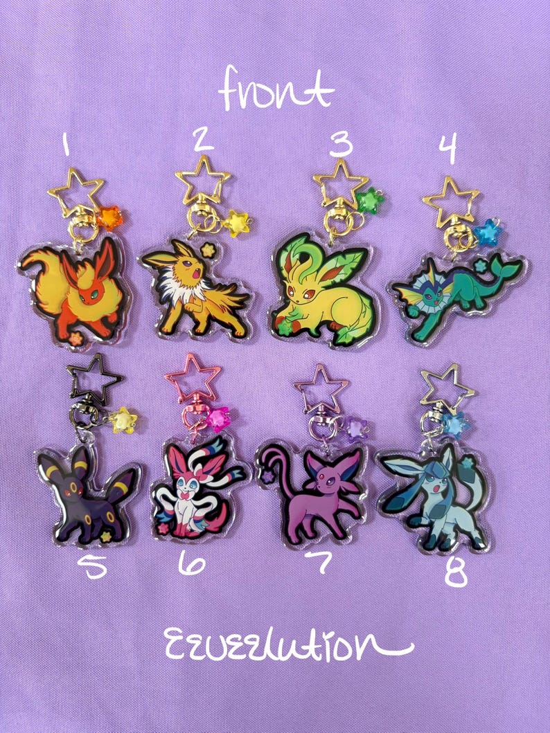 Pokémon/Eeveelution w/ Japanese Snacks Double Sided Keychains// 2in. Keychains image 2
