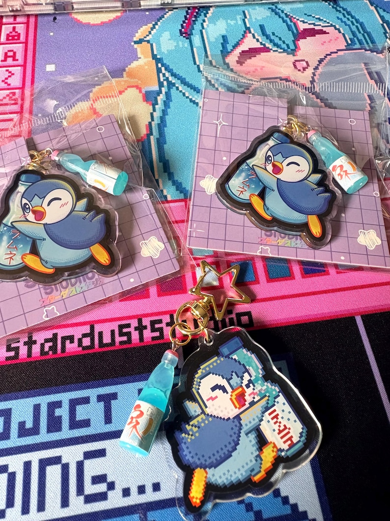 Pokémon/Eeveelution w/ Japanese Snacks Double Sided Keychains// 2in. Keychains 25 Piplup
