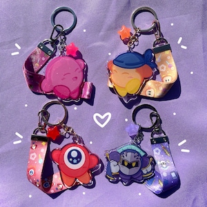 Matching Kirby and Friends Keychain Lanyards// Acrylic 2.5in. Keychain