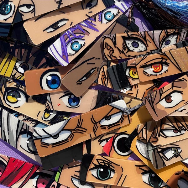 Custom Handpainted Anime Eyes Bookmarks// Acrylic Bookmark/Keychain 9in.