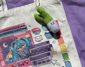 Sleepy Miku Tote Bags// Canvas 13.3 x 14.9in.