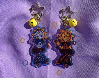 Five Nights at Freddy’s Holographic Sun and Moon Attendant Double Sided Keychains//Acrylic 3in. Keychain