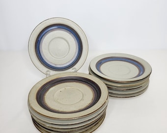 Otagiri Horizon Blue/brown Stripe Stoneware 7.25” Serving