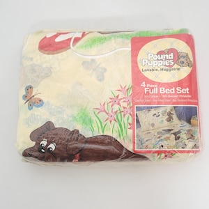 Vintage Pound Puppies 4 Piece Full Bed Sheet Set Cotton Polyester Blend imagem 1