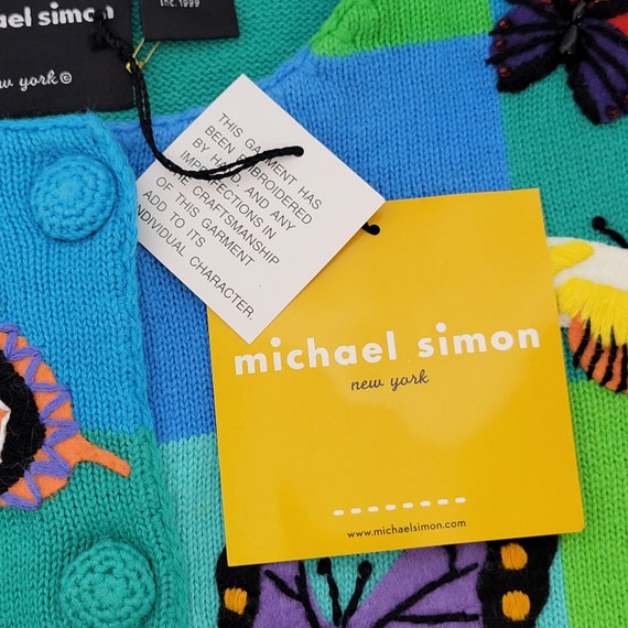 Michael Simon Vintage Checkered Beaded Butterflie… - image 7