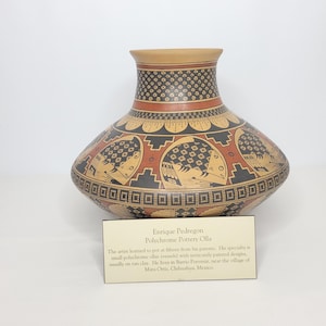 Mata Ortiz Mexican Pottery Large Olla Jar Fish Signed Enrique Pedregon
