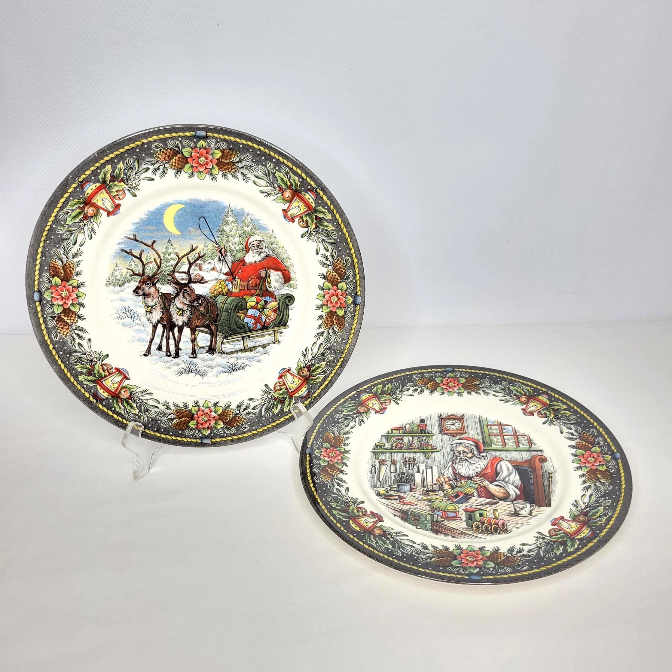 Royal Stafford Santa's Toy Workshop Dinner Plates – Set Of 4, 11