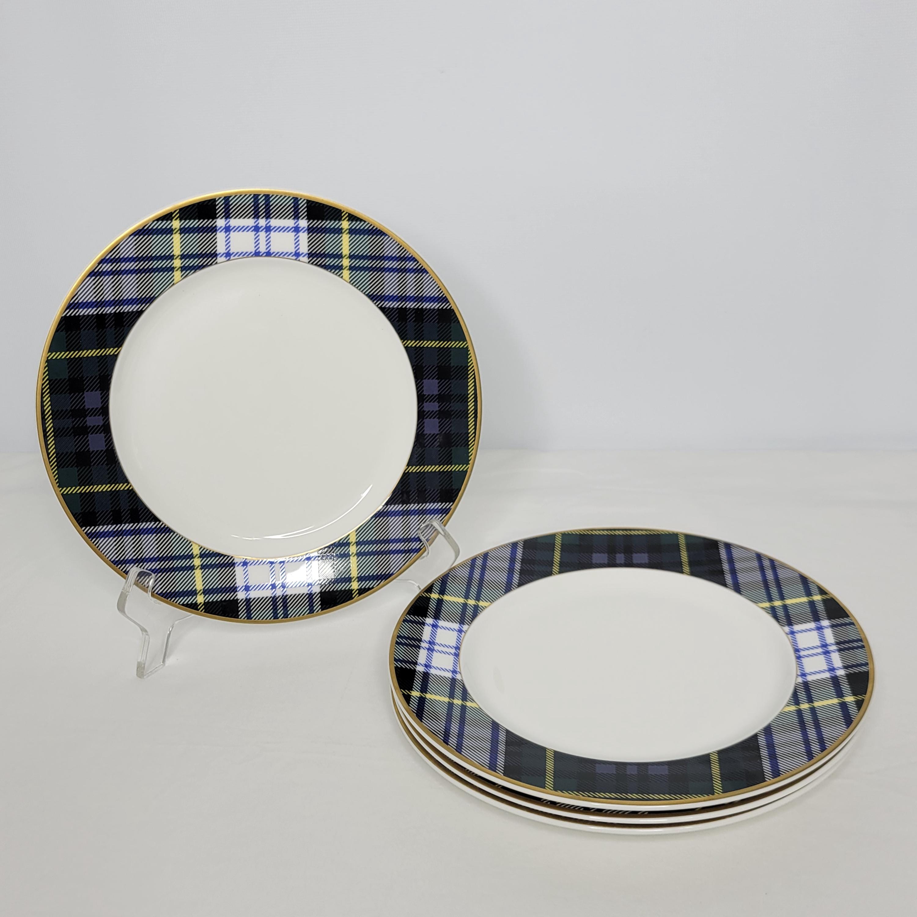 Set of 4 Ralph Lauren Dress Gordon Plaid Porcelain 8.5