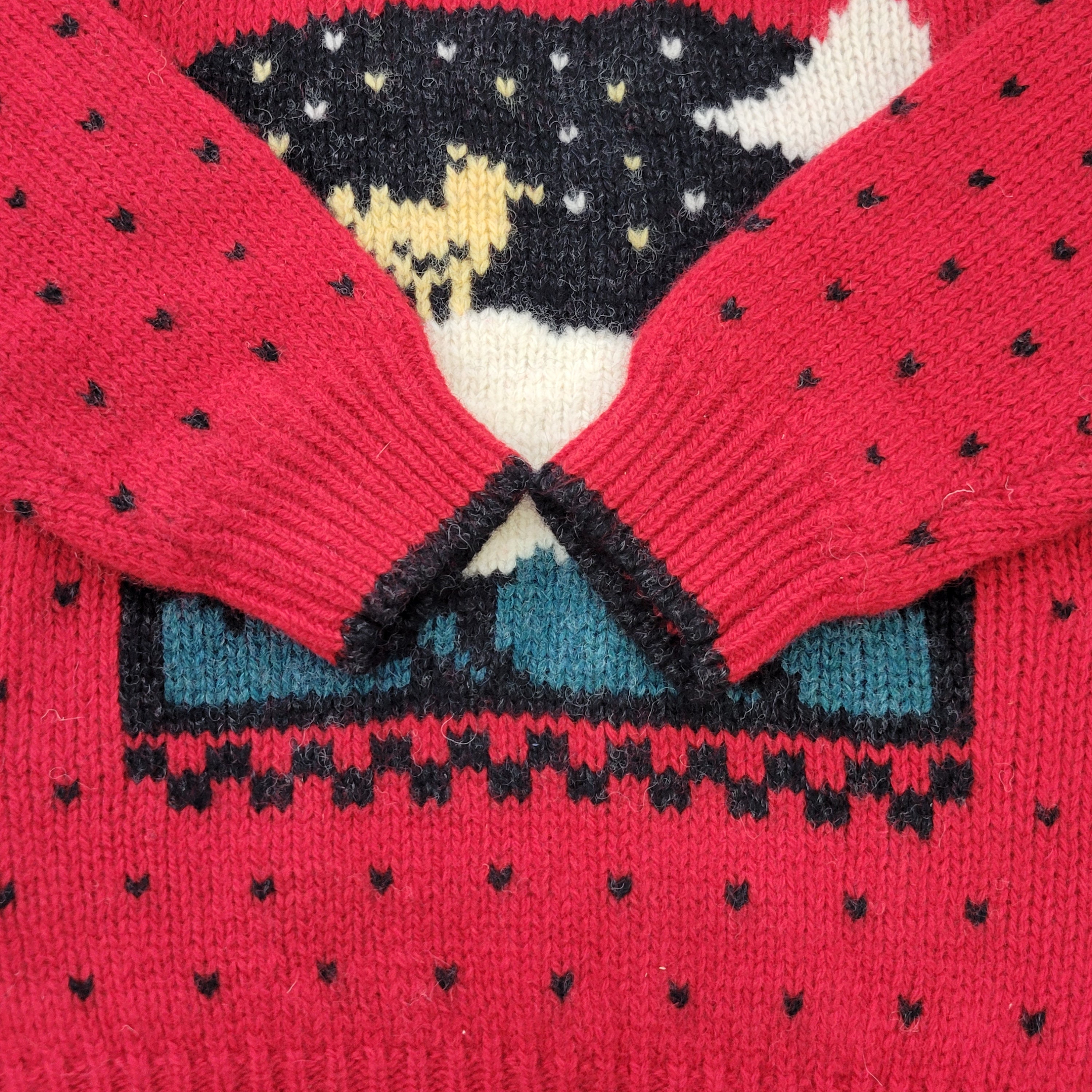 Vintage Woolrich Women's Small Wool Red Sheep Knitted Square Neck
