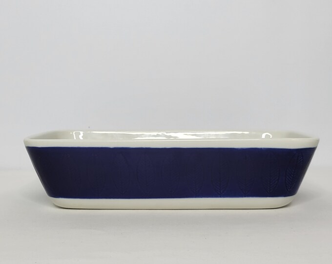 Vintage Rorstrand Koka Blue Leaf Ceramic Rectangular Baking Dish 11 L