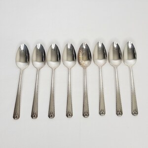 Set of 8 Onieda Prestige Plate Bordeaux Silverplate 6 1/8&quot; Teaspoons Flatware