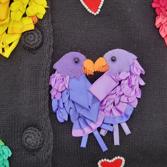 Michael Simon Vintage Black Love Birds Hearts Lon… - image 7