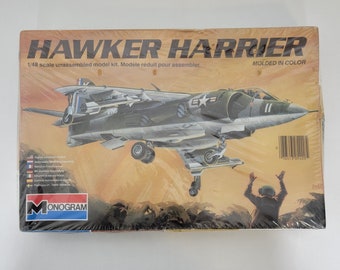 Vintage Monogram 1:48 Hawker Harrier Plastic Aircraft Model Kit #5420