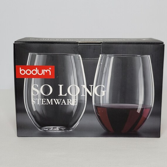 Pair of Bodum So Long Stemless Wine Glasses Cabernet Tumblers 20 oz
