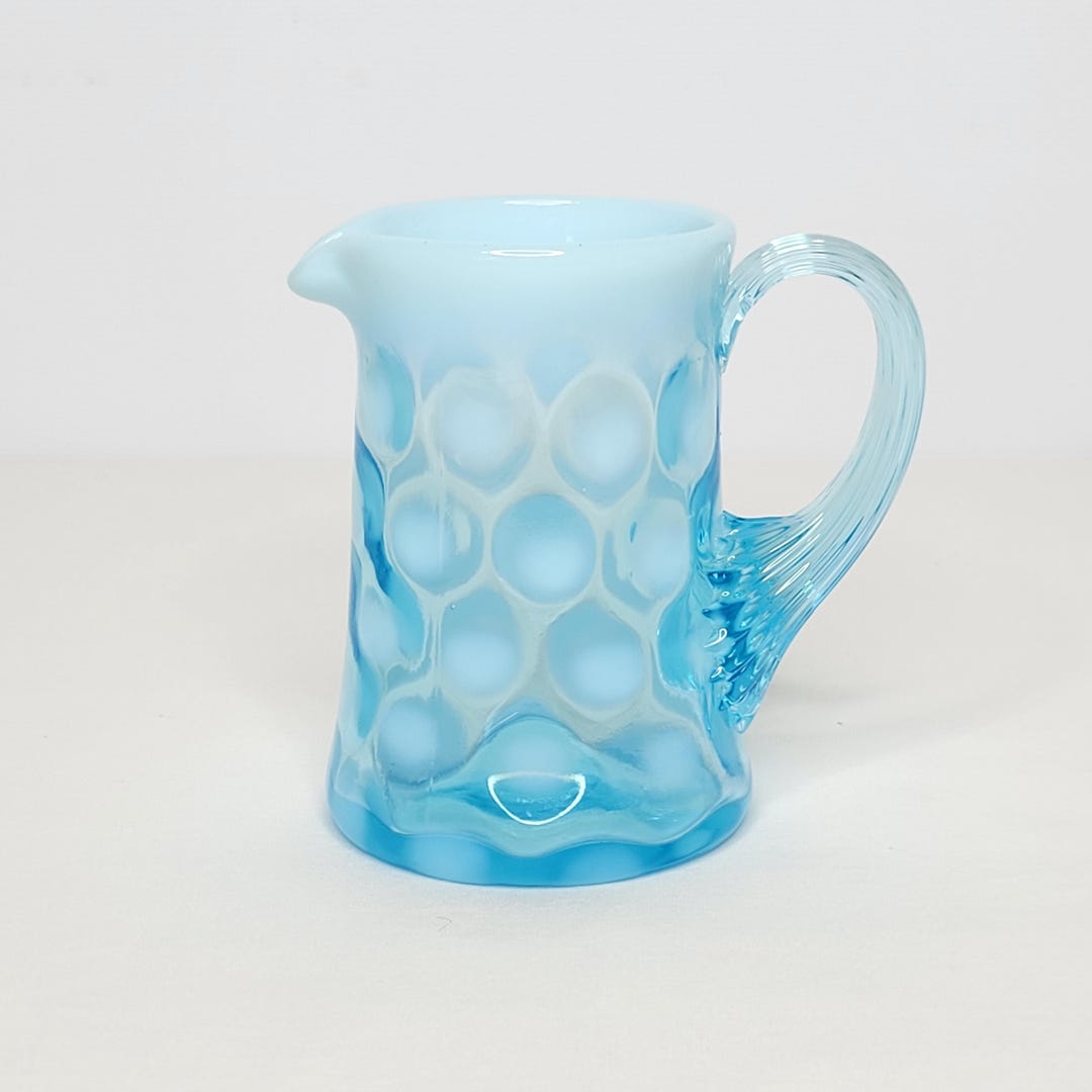 Vintage Blue Opalescent Glass Coin Dot Creamer Small Pitcher - Etsy